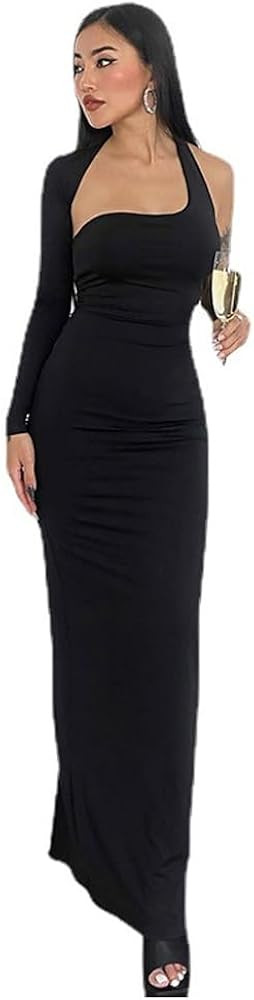 KBRPEY Abito Sexy da Donna Abito Monospalla Party Vestito Sexy Clubwear Senza Schienale Split Ves... | Amazon (IT)