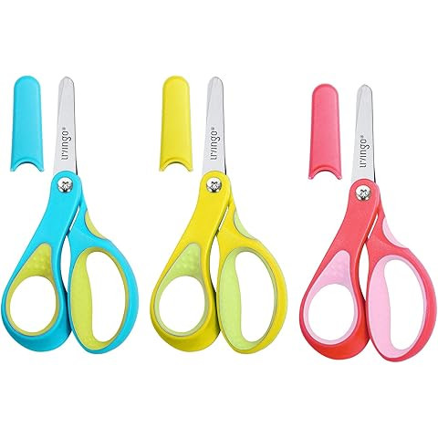 LIVINGO 5" Kids School Scissors: Small Safety Scissors Pointed Tip, Soft Handle Right Left Handed... | Amazon (US)