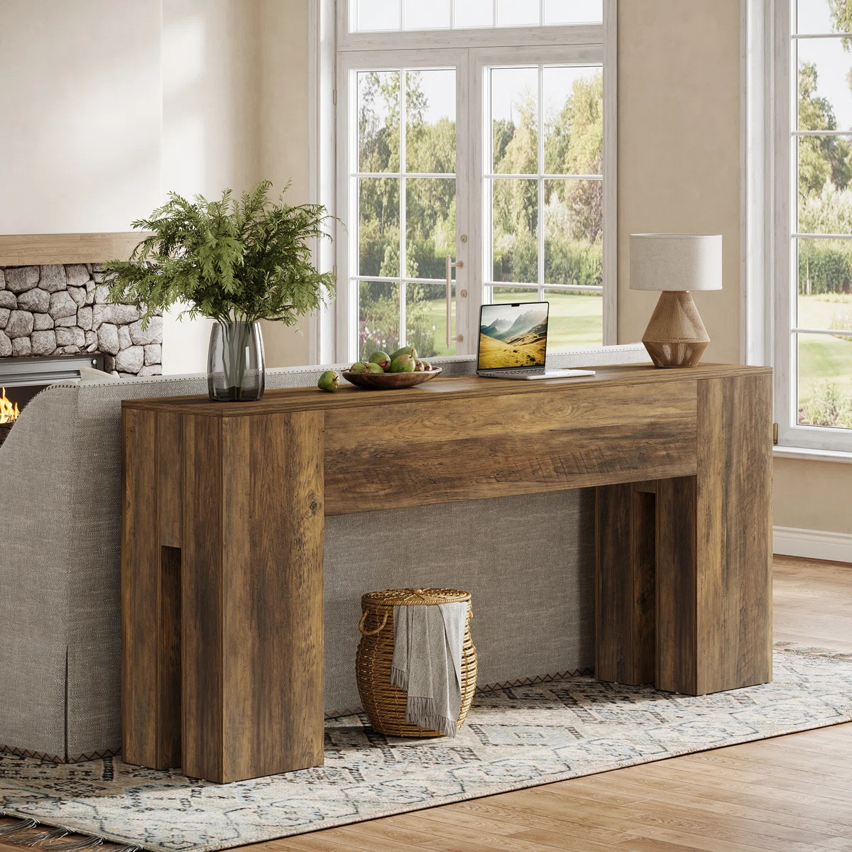 71" Farmhouse Console Table For Entryway, Long Sofa Table Behind Couch | Wayfair North America