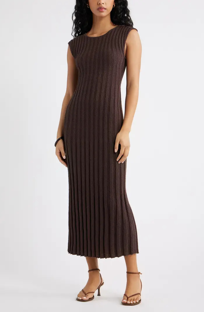Open Edit Tie Back Cap Sleeve Rib Sweater Dress | Nordstrom | Nordstrom