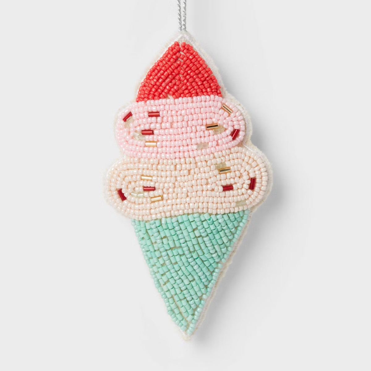 Beaded Fabric Ice Cream Cone Christmas Tree Ornament Green/Pink - Wondershop™ | Target