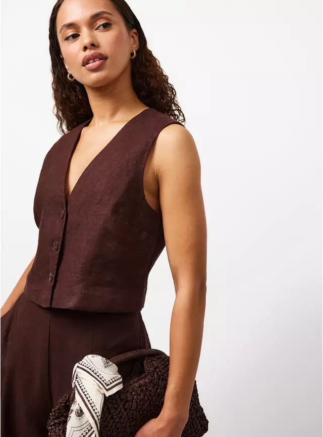 Buy Brown Linen Waistcoat 6 | Waistcoats | Tu | Tu Clothing