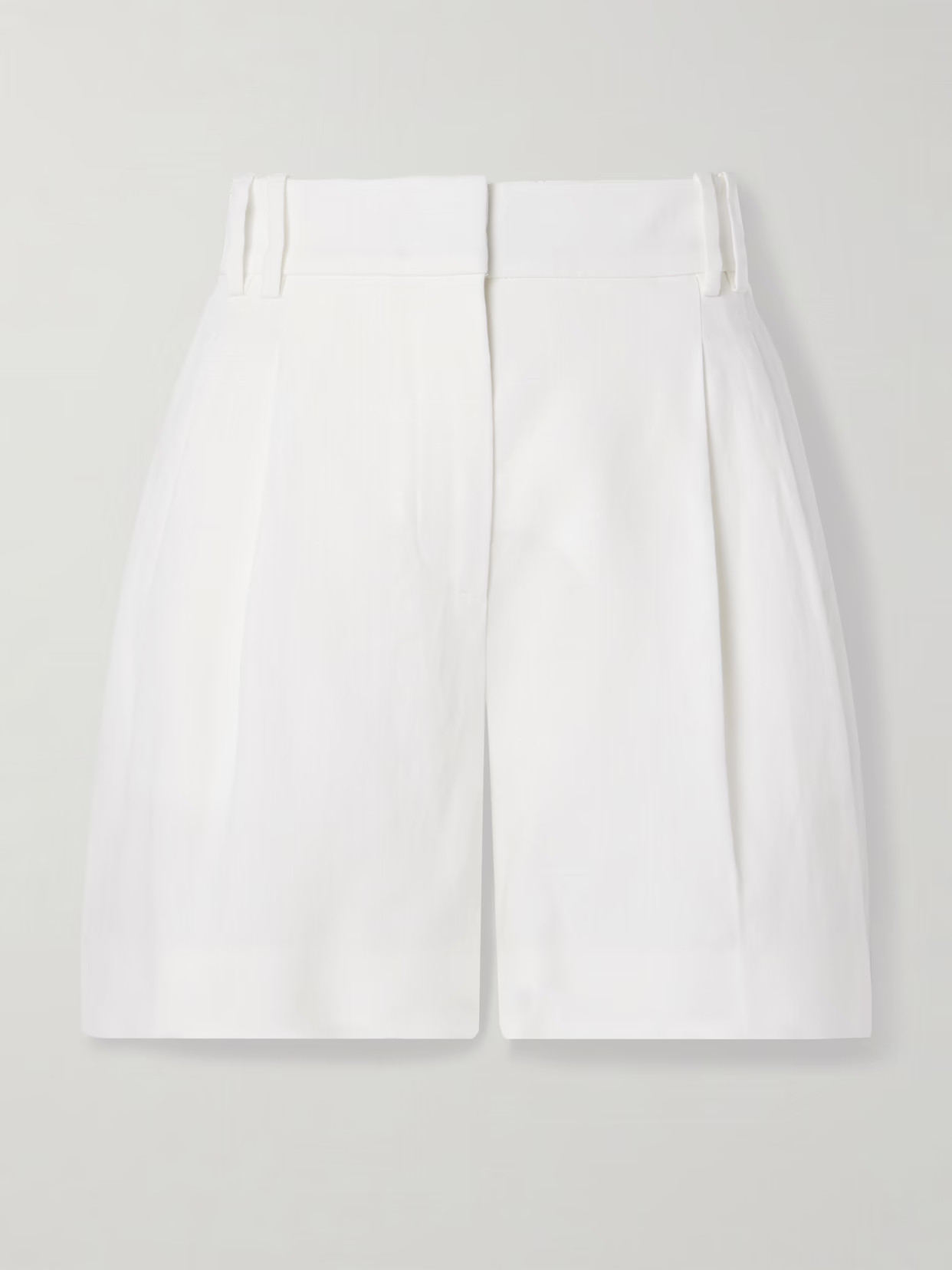 Another Tomorrow - Pleated Linen Shorts - White | NET-A-PORTER (US)