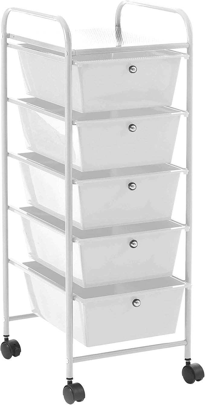 Urban Shop 6 Drawer Rolling Storage Cart, White | Amazon (US)