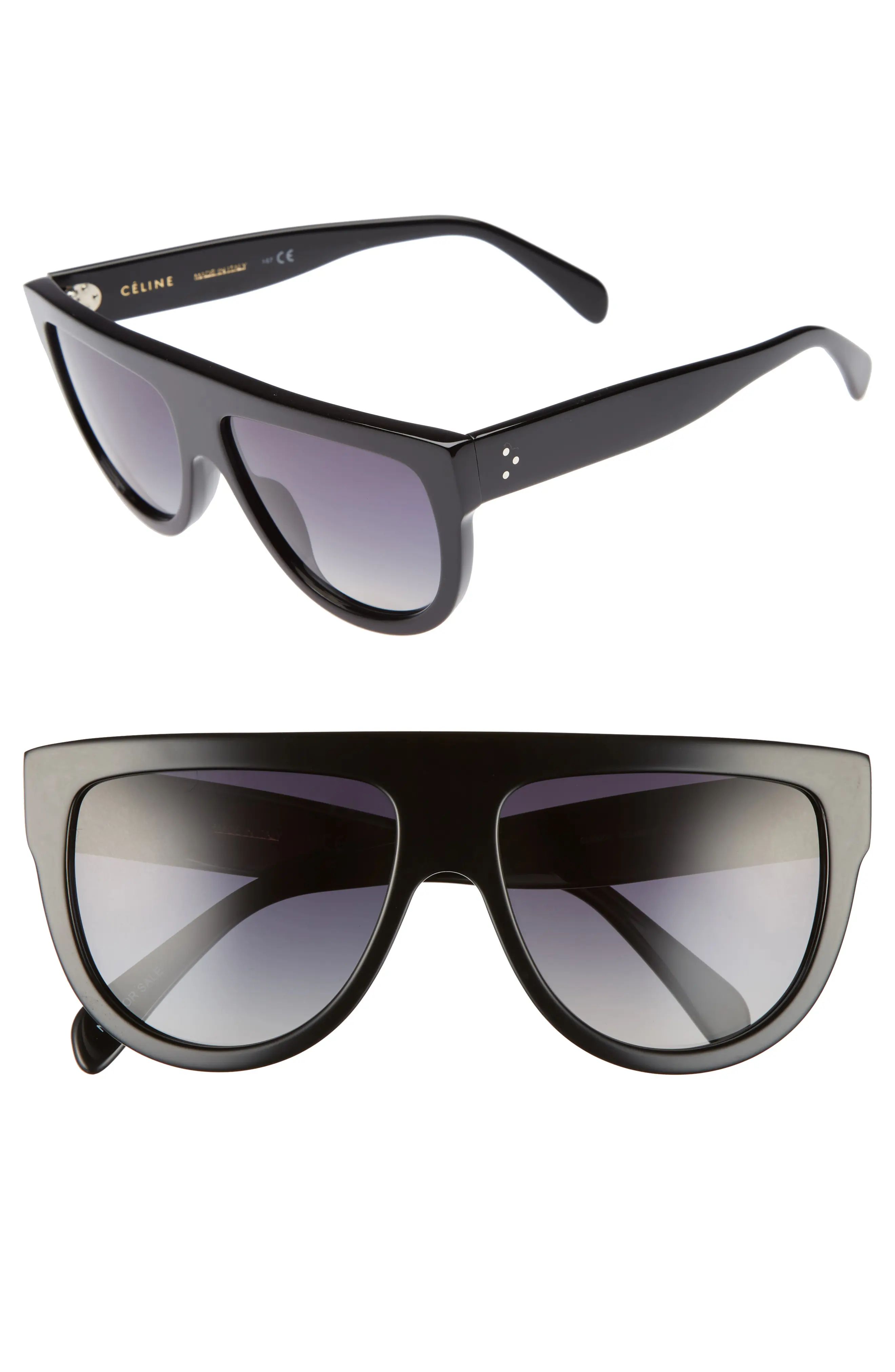 Women's Celine 58mm Pilot Sunglasses - Black/ Smoke | Nordstrom