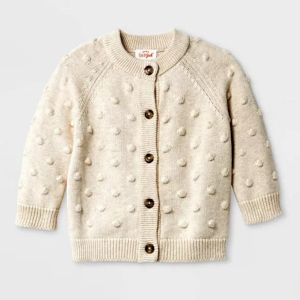 Baby Girls' Bobble Cardigan - Cat & Jack™ Heather Oatmeal | Target