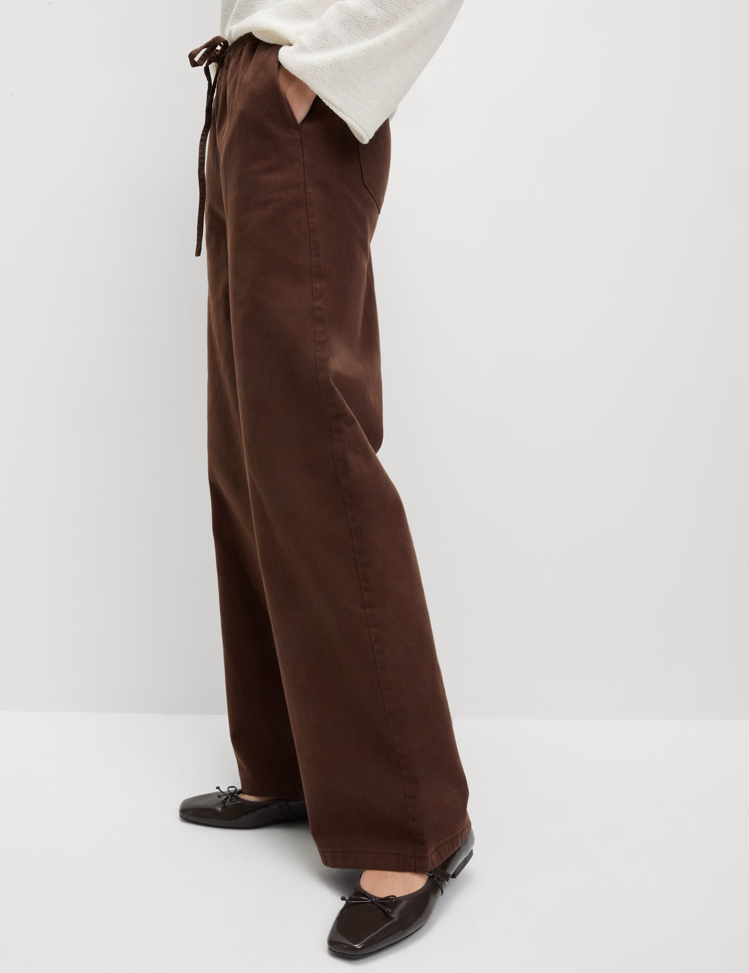 Denim Drawstring Wide-Leg Trousers | Marks & Spencer (UK)