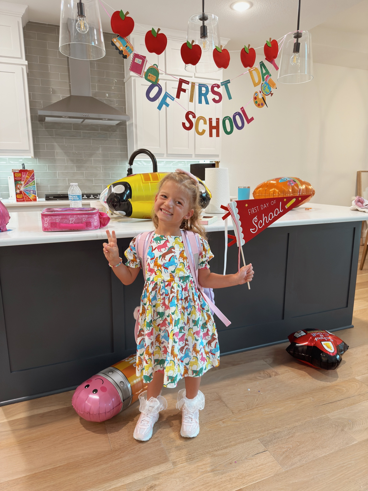First day of school morning for Capri starting kindergarten 🥰