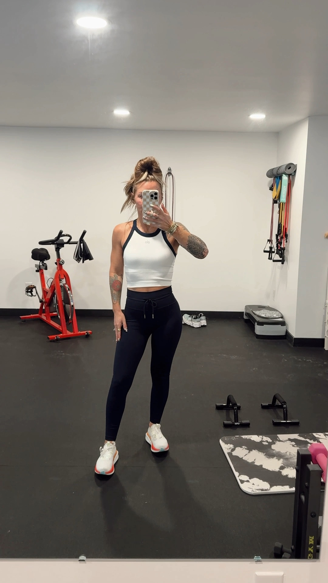 Workout ootd! 💪🏼
The top is ribbed and so comfy. I’m in my tts small (color option is ivory). Wearing a size small short in the pants. 

#LTKWatchNow 

#LTKOver40 #LTKActive