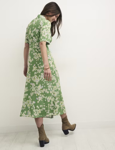 Floral Collared Button Front Midi Tea Dress | Marks & Spencer (UK)