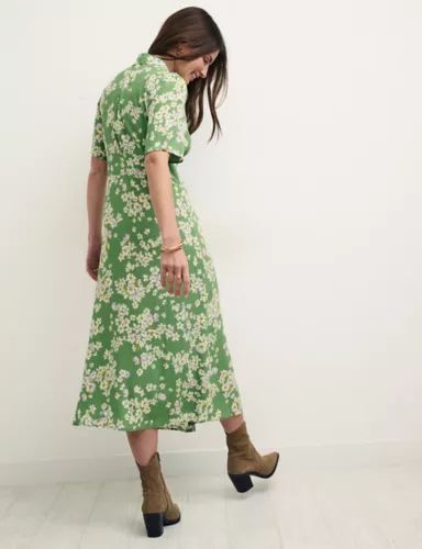 Floral Collared Button Front Midi Tea Dress | Marks & Spencer (UK)