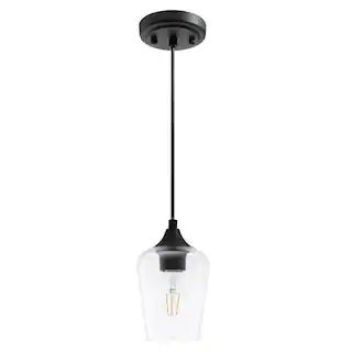 Merra 5 in. W x 6 in. H 1-Light Matt Black Pendant with Clear Glass Shade HCF-2805-00-BNHD-1 - Th... | The Home Depot