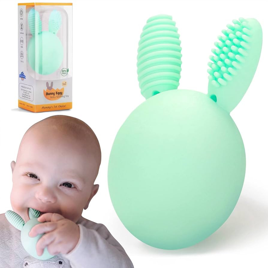 Baby Teething Toy Easter Bunny Infant Teether Rabbit Egg Rattle Toy Teething Pain Relief for Babi... | Amazon (US)