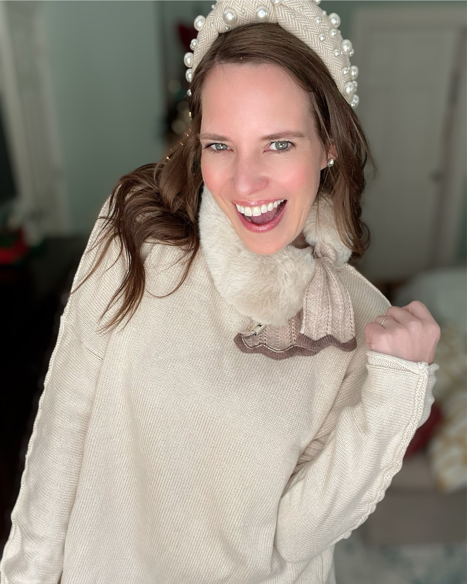 Cozy Neutral Winter Outfit 🤍 Pearl Headband + Fluffy Scarf + Amazon Sweater



Warm neutrals for winter are my love language 🤍 This soft Amazon sweater is lightweight, comfy, and the perfect everyday neutral — easy to dress up or down and long enough for leggings but cute with denim too. I paired it with my go-to mid-rise cropped flare jeans (Amazon best-seller and SO flattering), plus suede heels to keep the look polished.

The real statement moment? This cozy fluffy scarf and the pearl headband — such an effortless way to elevate a simple outfit. The scarf is incredibly soft and under $10, and the Lele Sadoughi-inspired pearl look is classic, feminine, and perfect for the holidays or winter weddings.

Simple, chic, and cozy enough for everyday wear but styled enough for seasonal photos or Christmas events 🤍✨ Everything linked below.

✨ neutral winter outfit
✨ cozy Amazon sweater
✨ cropped flare jeans
✨ winter accessories
✨ pearl headband outfit
✨ soft fluffy scarf
✨ suede pumps outfit
✨ elevated casual style
✨ winter wardrobe staples
✨ comfy chic holiday looks
✨ classic neutral fashion
✨ Amazon winter finds
✨ affordable winter fashion
✨ giftable accessories

#LTKFindsUnder100 #LTKGiftGuide #LTKFindsUnder50