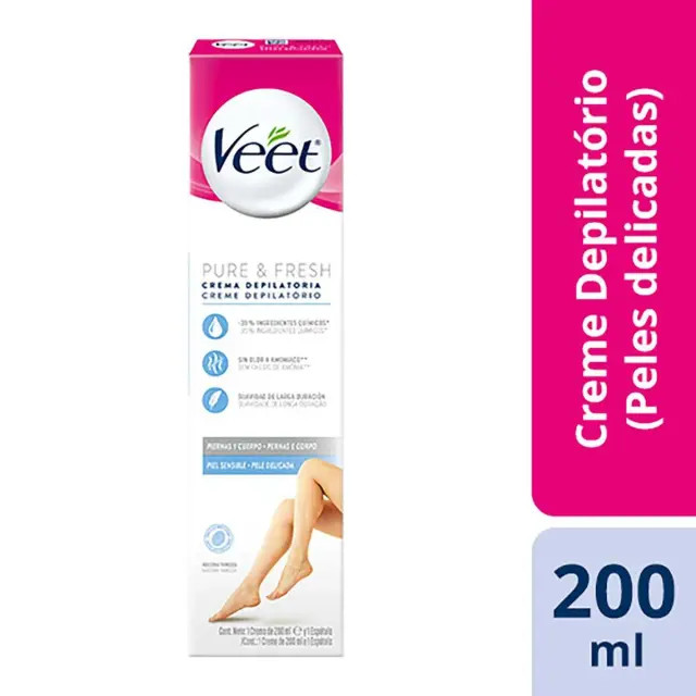 Creme Depilatório Veet Pure & Fresh Pele Sensível 200ml | DrogaRaia (BR)