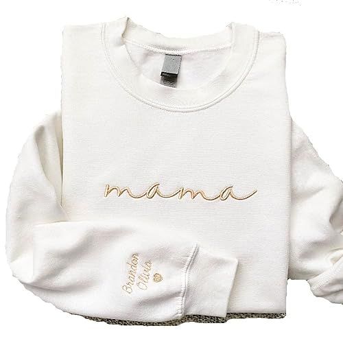 Mama Embroidered Sweatshirt - Mama Crewneck Shirt - Gift for New Mom Custom Mom Shirt with Kids N... | Amazon (US)