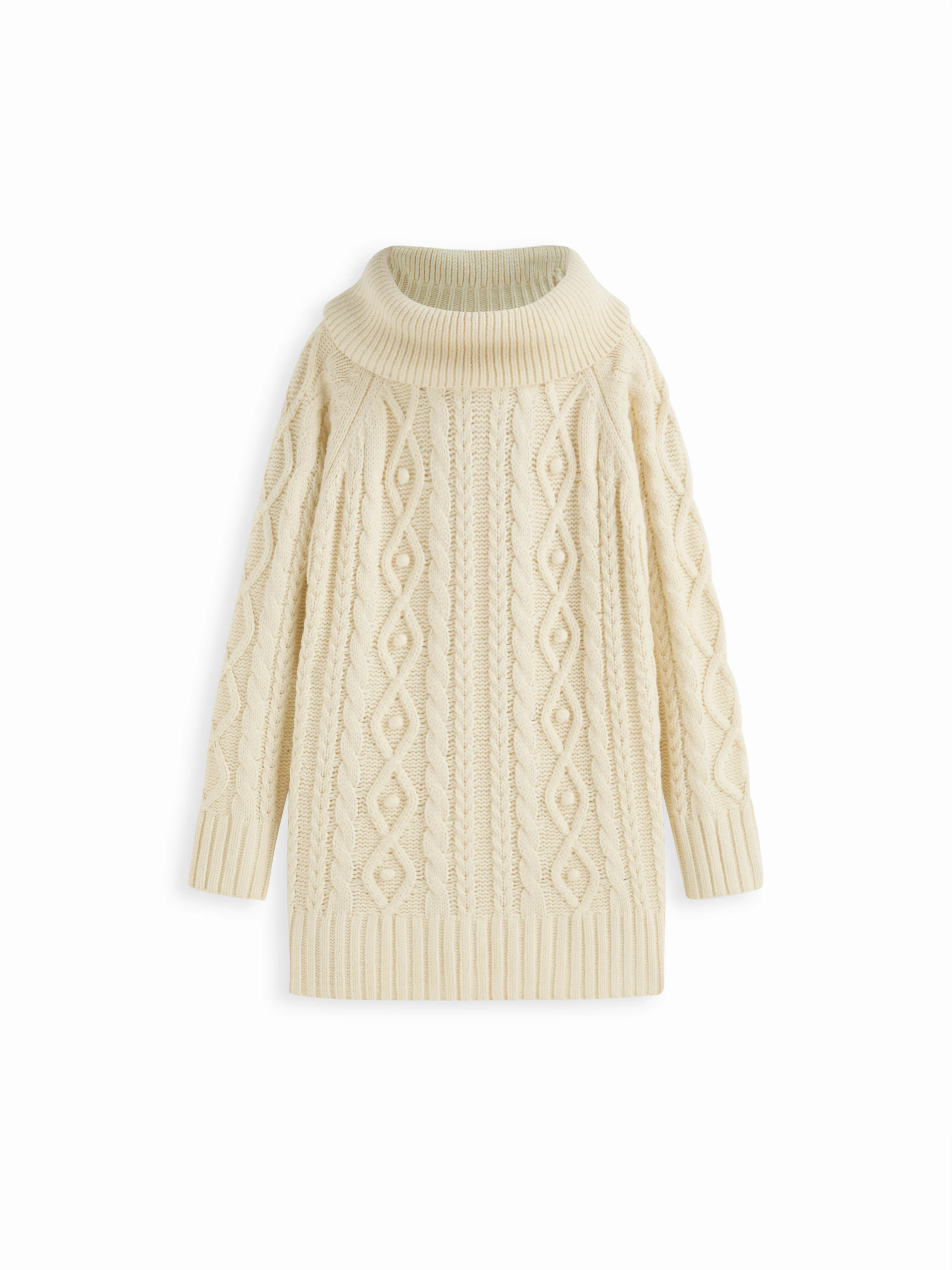Cable Knit Turtle Neck Long Sleeve Mini Dress | Cider