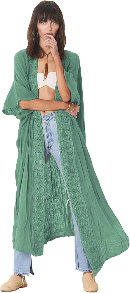 NFASHIONSO Women's Fashion Geometry Print Cover ups Tunic Kimono Cardigan Shawl | Amazon (US)