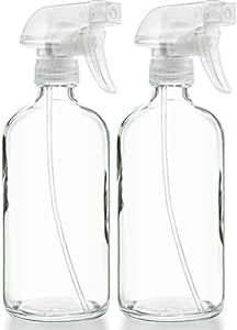 Empty Clear Glass Spray Bottles - Refillable 16 oz Containers for Essential Oils, Cleaning Produc... | Amazon (US)
