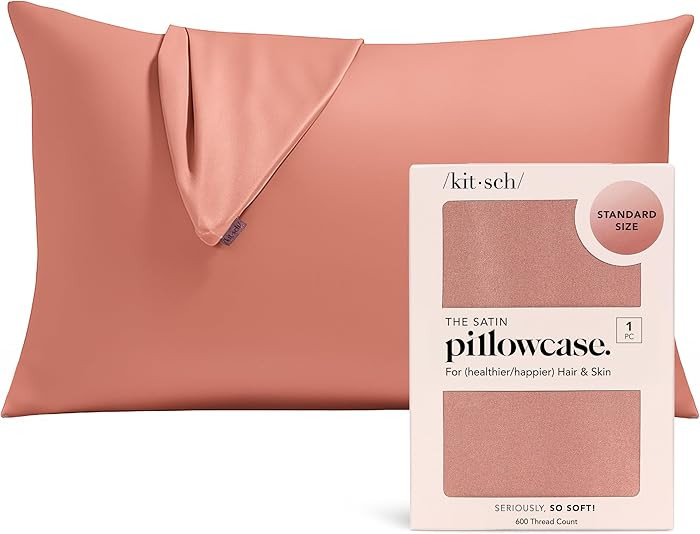 Kitsch Satin Pillowcase with Zipper for Hair & Skin, Softer Than Silk Pillow Cases Queen, Wrinkle... | Amazon (US)