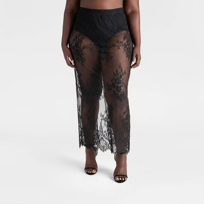 KBB by KAHLANA Women's 'The Illusion Lace Midi Skirt' - Black | Target