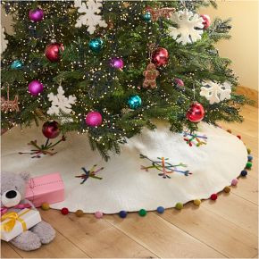 Felt Multicolored Snowflakes Tree Skirt | West Elm (US)