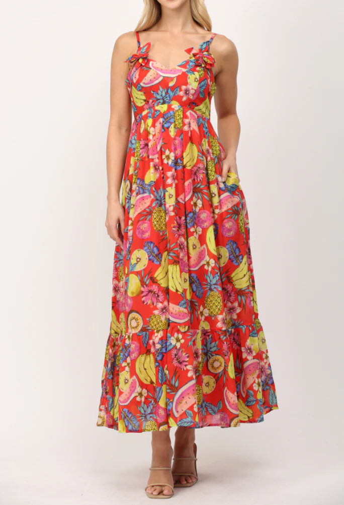 Floral & Fruit Voile Maxi Dress | MTT Collective