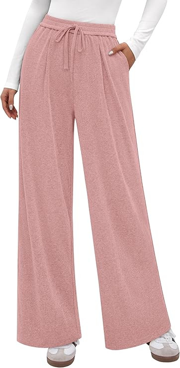 PRETTYGARDEN Women's Wide Leg Pants 2025 Fall Clothes Elastic High Waisted Knit Lounge Palazzo Pa... | Amazon (US)