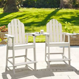 OrangeOne White Bar Height Adirondack Chairs Outdoor Bar Height Stool and Chair for Balcony Set o... | The Home Depot