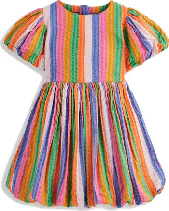 Kids' Stripe Bubble Hem Seersucker Dress | Nordstrom