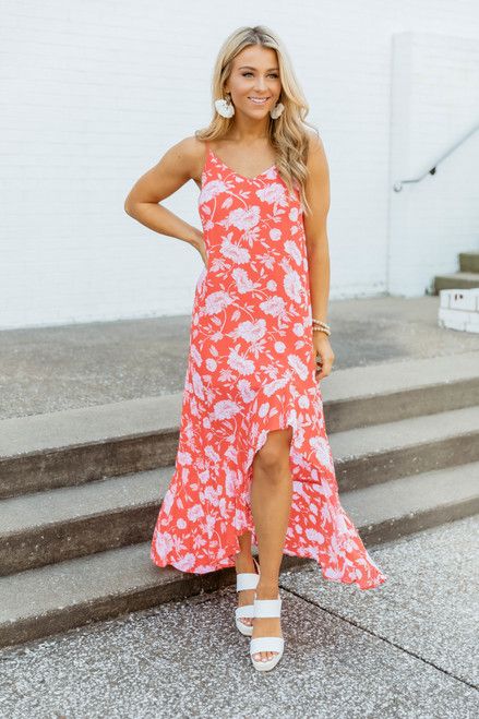 A Lifetime Awaits Maxi Dress Coral | The Pink Lily Boutique