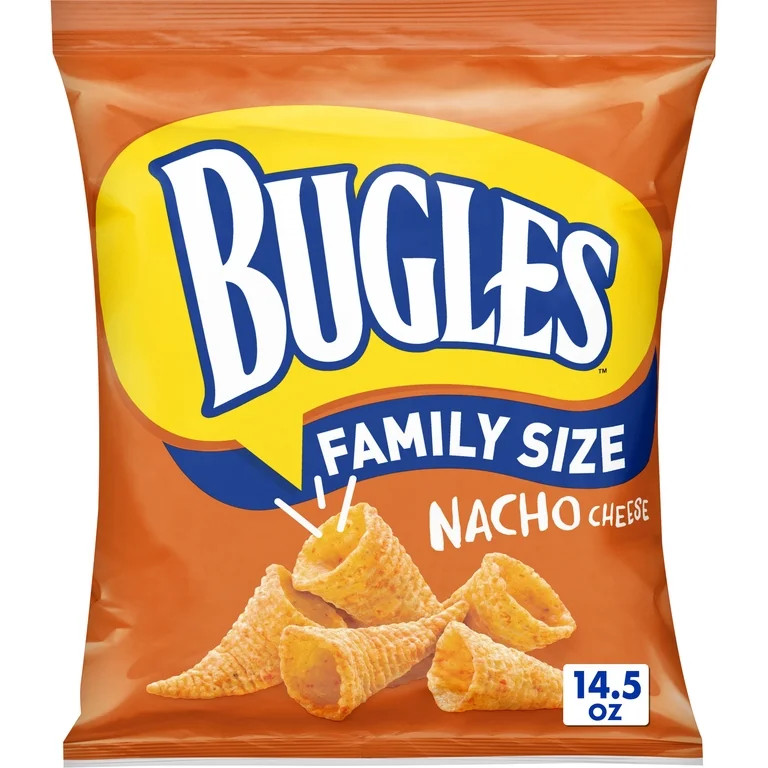 Bugles Nacho Cheese Crispy Corn Snacks, Family Size Snack Bag, Salty Snack, 14.5 oz | Walmart (US)