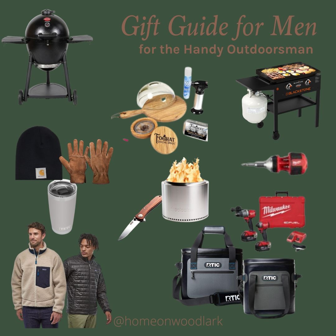 Holiday Gift guide for men.  

Outdoorsy men.  Blackstone.  Solo stove.  Patagonia fleece. Down jacket.  Akorn smoker.  Foghat cocktail set.  Rctic cooler bag.  Drill. Tools.  Yeti cup.  Carhartt hat and gloves.  

#LTKGiftGuide #LTKHoliday #LTKCyberWeek