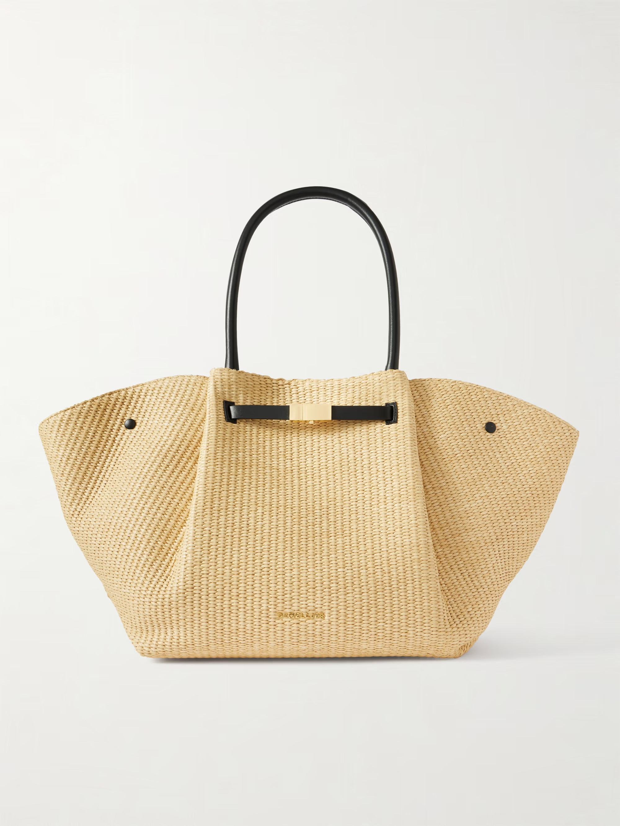 New York leather-trimmed raffia tote | NET-A-PORTER APAC