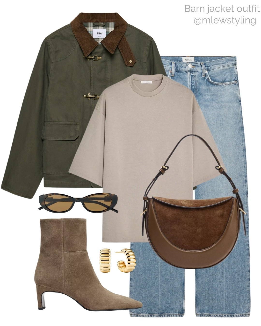 Fall outfit with a barn jacket, suede ankle boots, and agolde jeans 🤎

Tags; aritzia chore jacket, new in Zara taupe t-shirt, Gucci sunglasses, chocolate brown suede shoulder bag, autumn fashion, weekend outfit, chic everyday look, fall trends 

#LTKItBag #LTKStyleTip #LTKShoeCrush