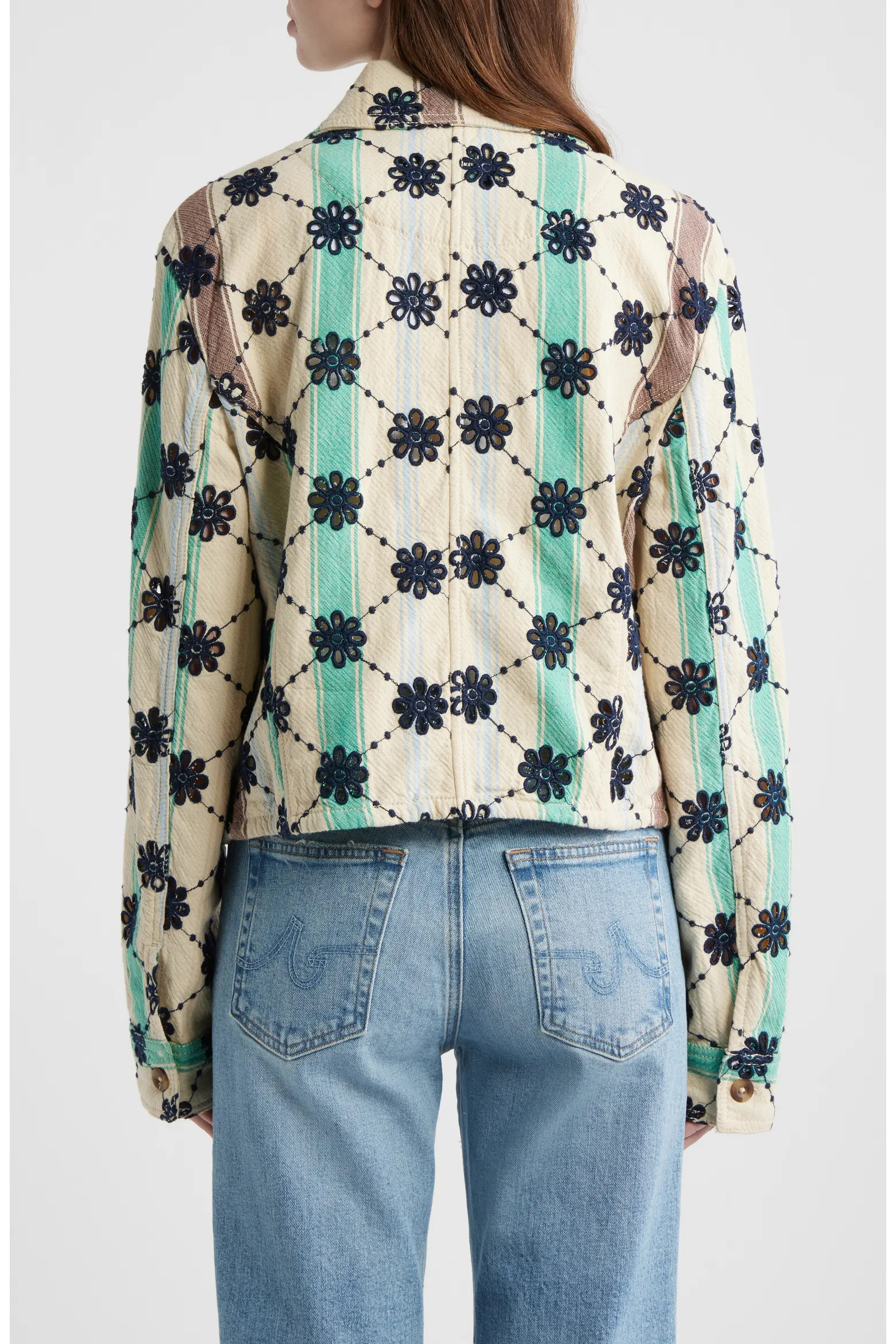 Cassie Mod Stripe Eyelet Cotton Jacket (Women) | Nordstrom | Nordstrom