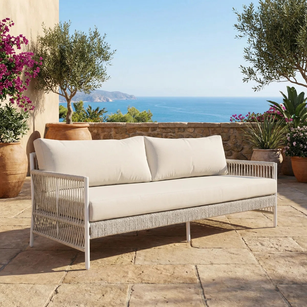 Anali 82.3" Wide Wicker 3-seater Outdoor Patio Sofa With 5.5 Inch Cushions | Wayfair North America