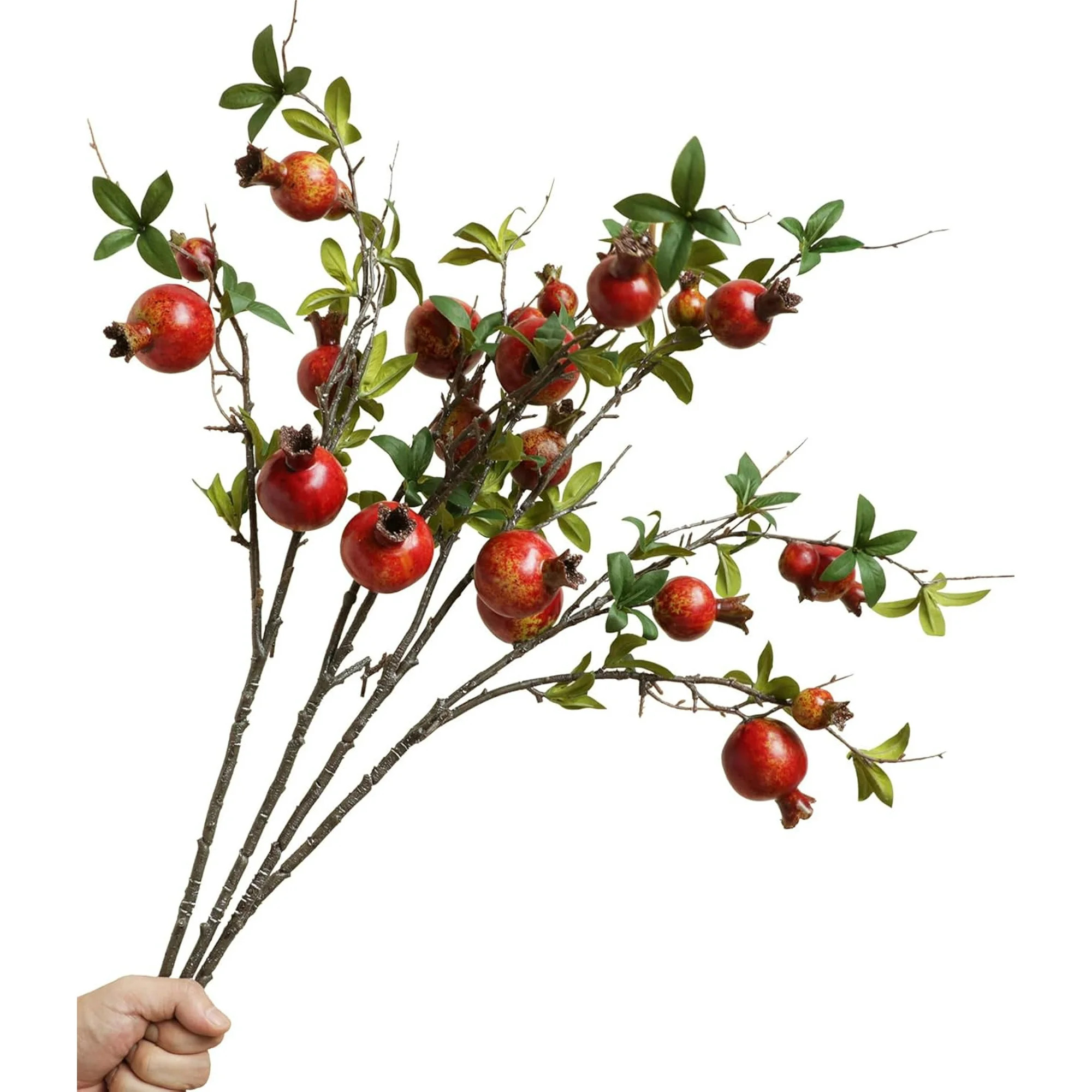 2Pcs/4Pcs Pomegranate Tall Orange Artificial Flowers Faux Holly Berry Fall Stems Branches Fake Fr... | Walmart (US)