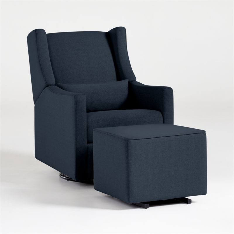 Babyletto Kiwi Navy Power Recliner & Swivel Glider in Eco-Performance Fabric | Crate & Kids | Crate & Barrel