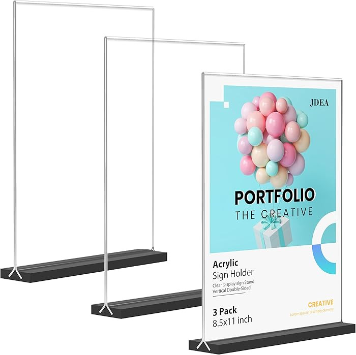 Acrylic Sign Holder with Black Base Desktop Display Holder for Homes Restaurants Offices Shops (3... | Amazon (US)