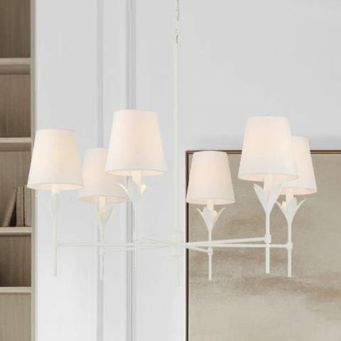 Crystorama Broche 32" Wide Matte White 6-Light Chandelier | Lamps Plus