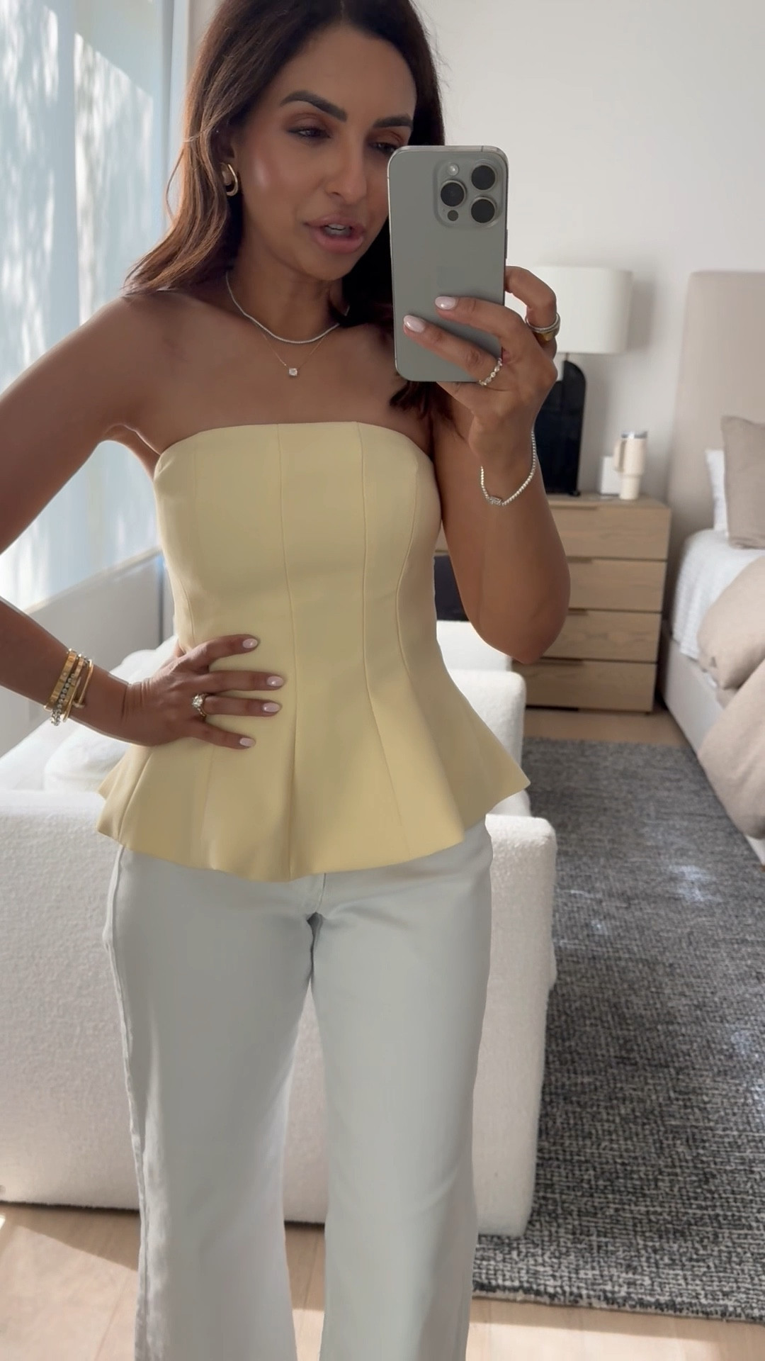 Loving this butter yellow peplum top! Wearing my true size XS, if between sizes you can consider sizing  up. 

#LTKStyleTip #LTKPetite #LTKSeasonal