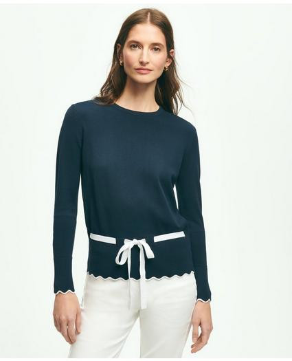 Peplum Scallop Crewneck Sweater | Brooks Brothers