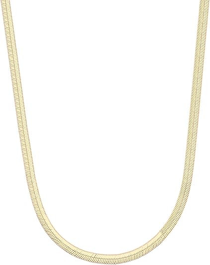 PAVOI 14K Gold Plated Curb Paperclip Box Sphere Bead Snake Herringbone and Figaro Chain Adjustabl... | Amazon (US)
