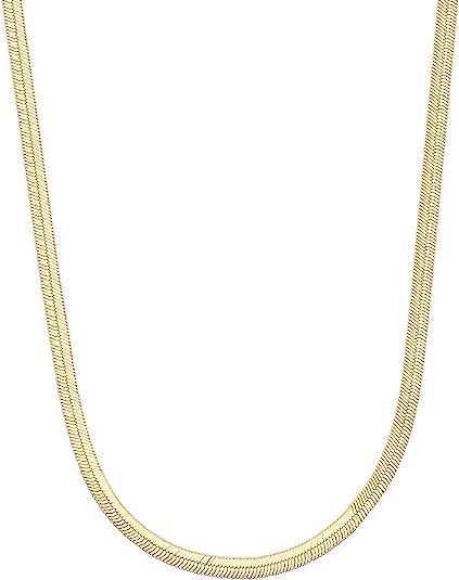 PAVOI 14K Gold Plated Curb Paperclip Box Sphere Bead Snake Herringbone and Figaro Chain Adjustabl... | Amazon (US)