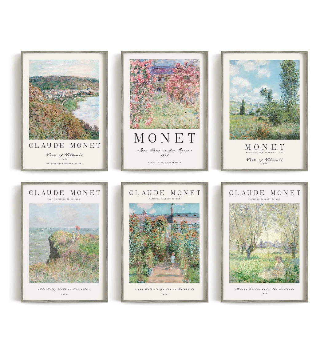 Claude Monet Posters Set of 6 Monet Paintings Impressionism - Etsy | Etsy (US)