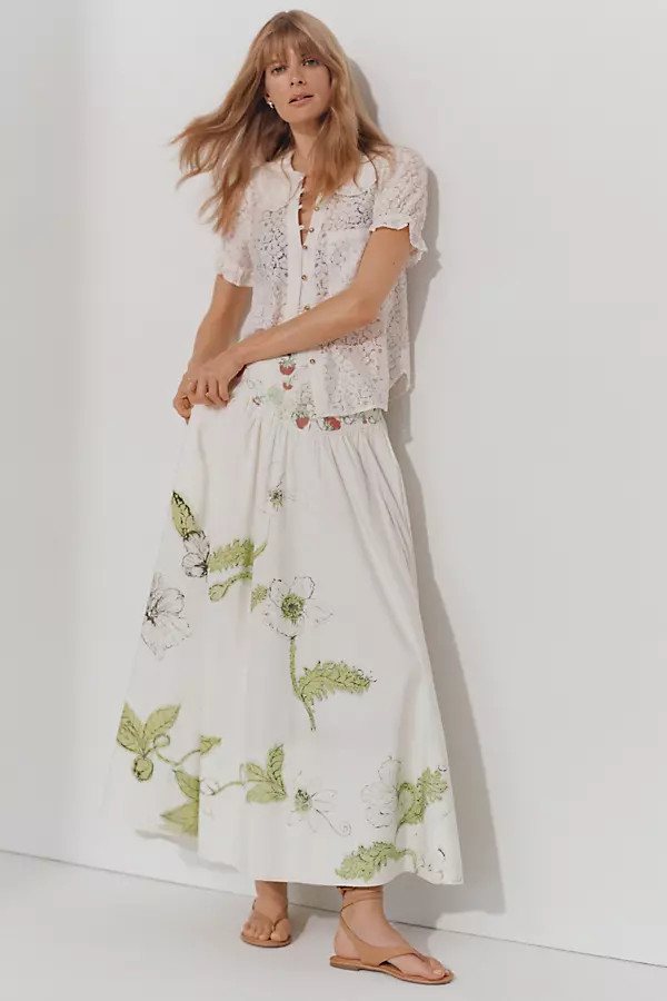 Swan Gossip x Anthropologie Basque-Waist Maxi Skirt | Anthropologie (US)