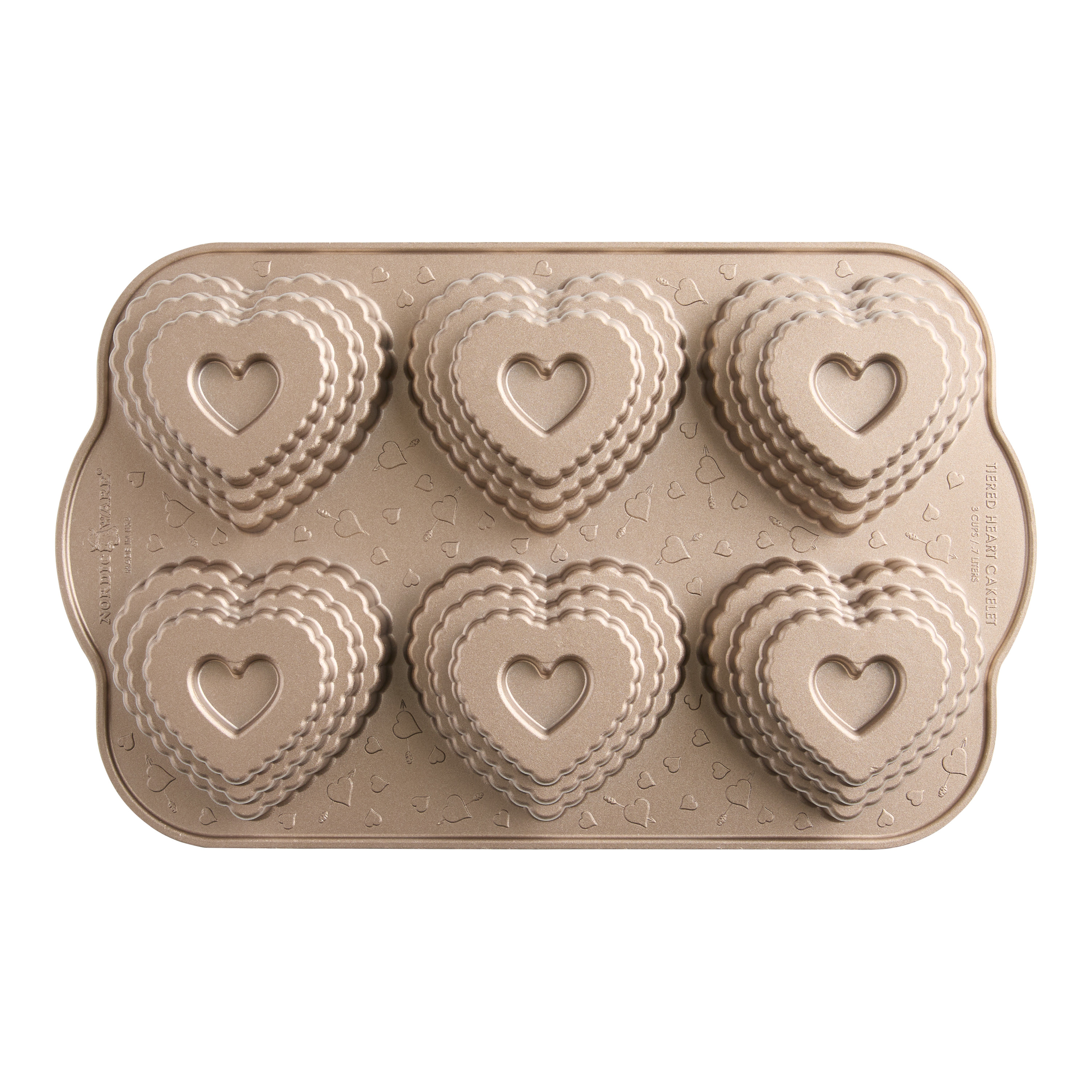 Nordic Ware Nonstick Aluminum Tiered Heart 6c Cakelet Pan | World Market