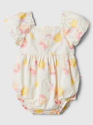 Baby Linen-Blend Puff Sleeve One-Piece | Gap Factory