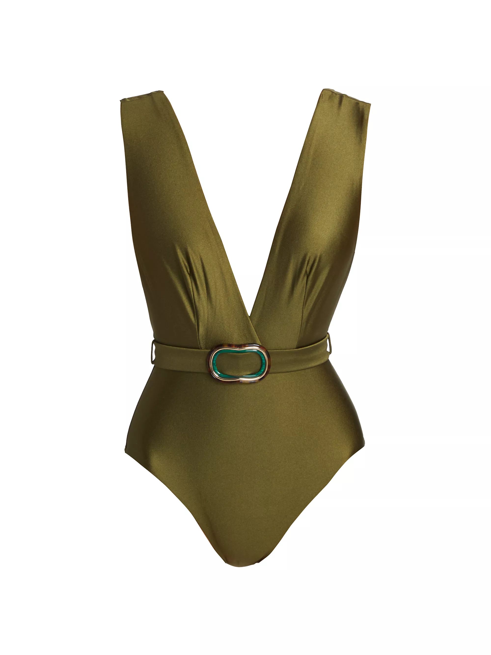 Shop Zimmermann Junie Belted Plunge One-Piece Swimsuit | Saks Fifth Avenue | Saks Fifth Avenue